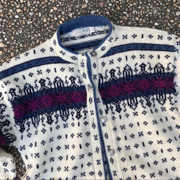 Vintage L L Bean Nordic cardigan L - Picture 5 of 5